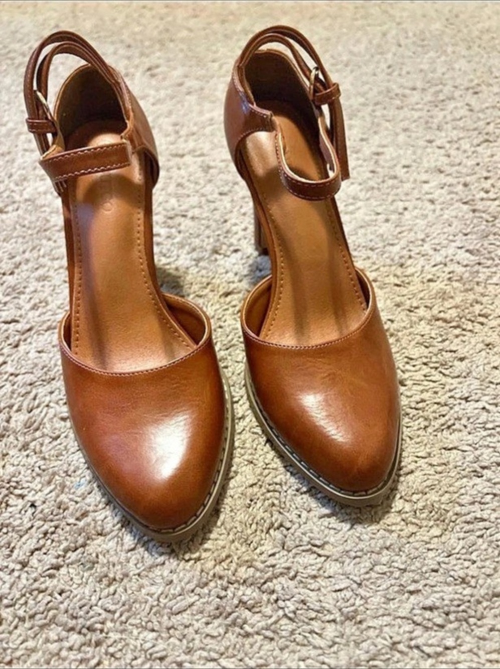 Coutgo Brown Ankle Strap Heels